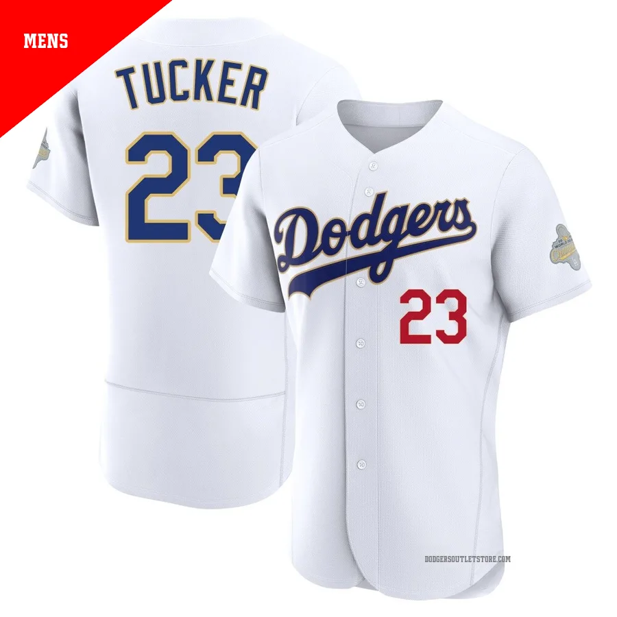 Los Angeles Dodgers ＃23 Kyle Tucker Men's Gold Authentic White 2026 Collection Jersey