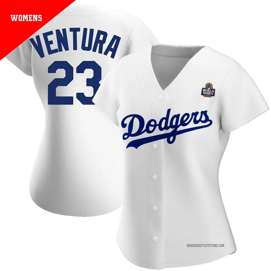 Los Angeles Dodgers ＃23 Robin Ventura Women's White Replica Home 2024 World Series Jersey