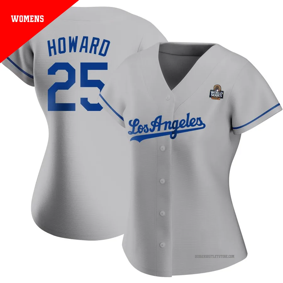 Los Angeles Dodgers ＃25 Frank Howard Women's Gray Replica Road 2024 World Series Jersey