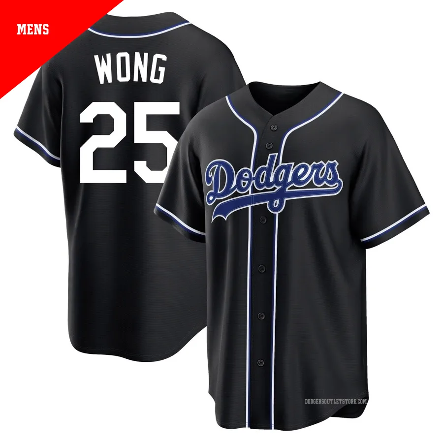 Los Angeles Dodgers ＃25 Kolten Wong Men's Black Replica Fashion Out Jersey