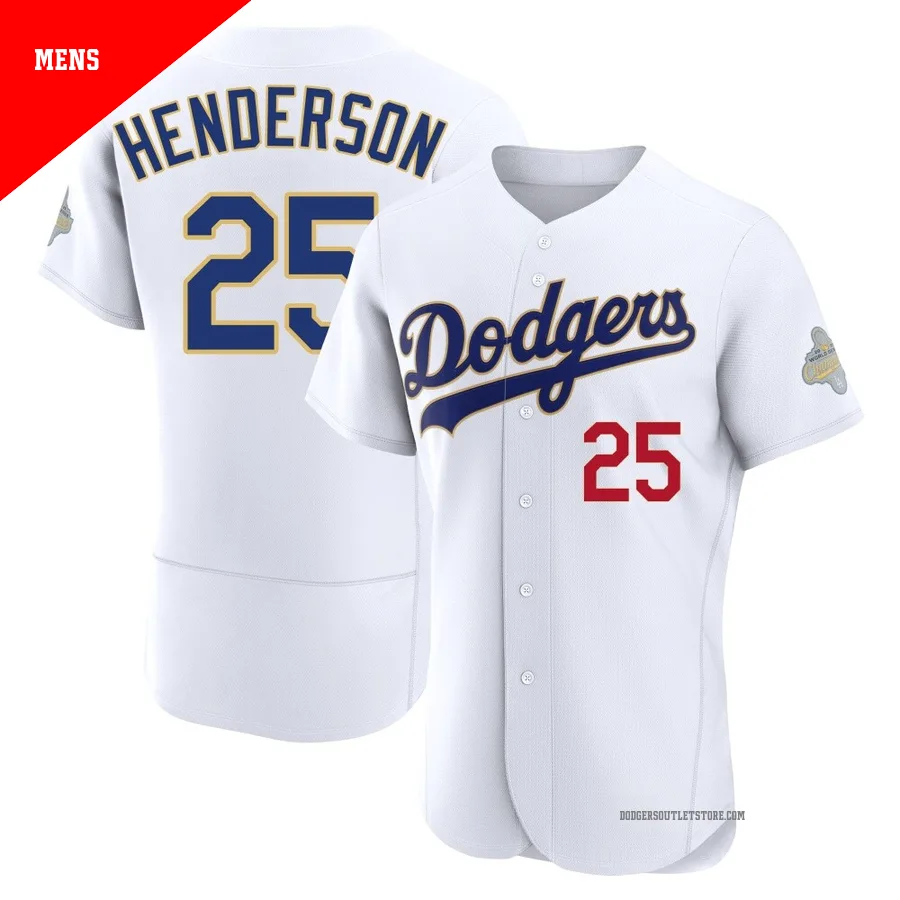 Los Angeles Dodgers ＃25 Rickey Henderson Men's Gold Authentic White 2026 Collection Jersey