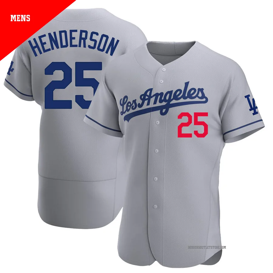 Los Angeles Dodgers ＃25 Rickey Henderson Men's Gray Authentic Away Jersey