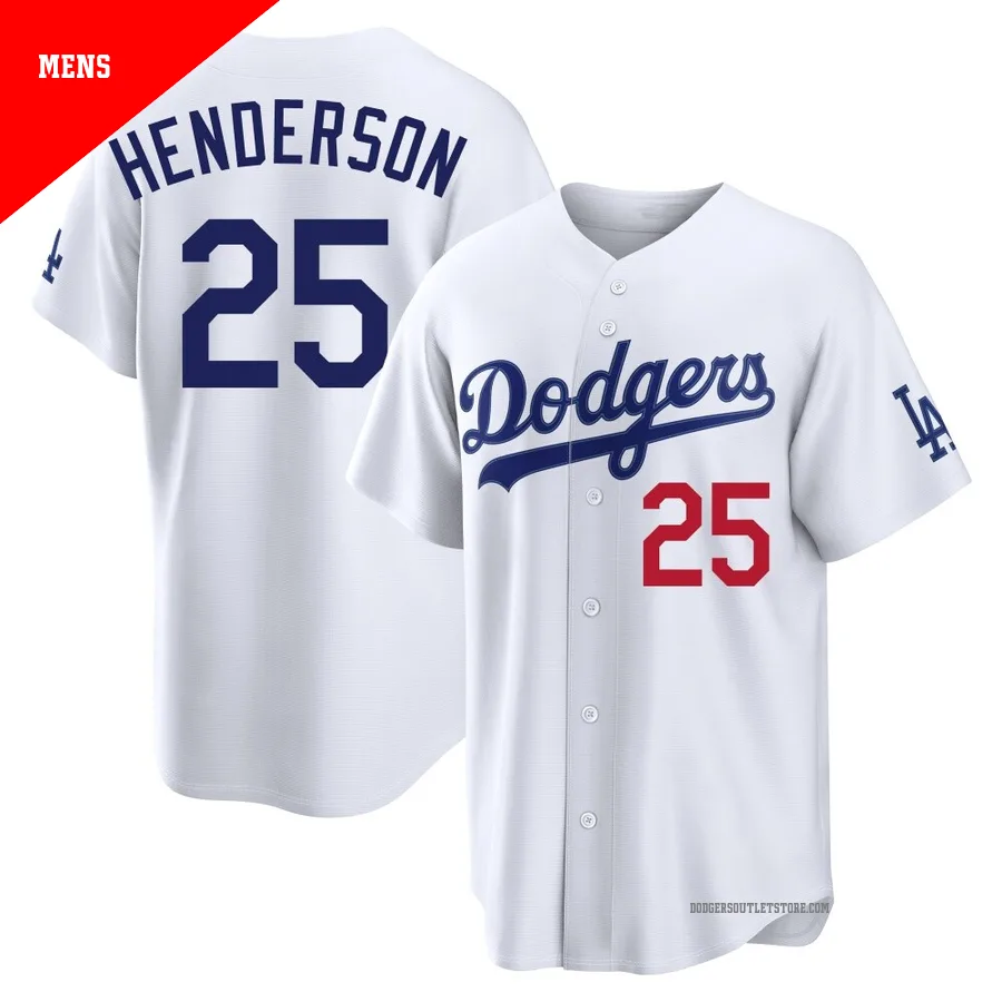 Los Angeles Dodgers ＃25 Rickey Henderson Men's White Limited Home Stadium Jersey