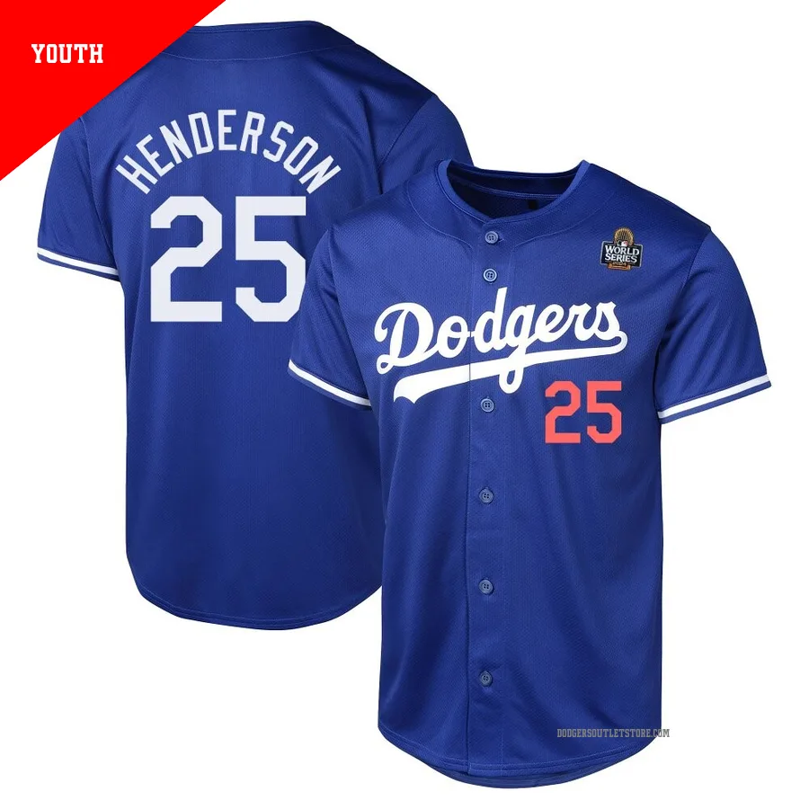 Los Angeles Dodgers ＃25 Rickey Henderson Youth Royal Limited Alternate 2024 World Series Jersey