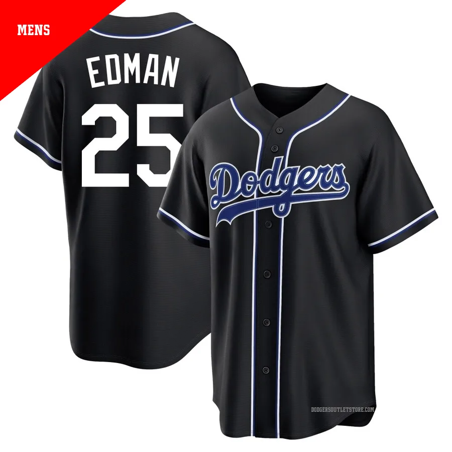 Los Angeles Dodgers ＃25 Tommy Edman Men's Black Replica Fashion Out Jersey