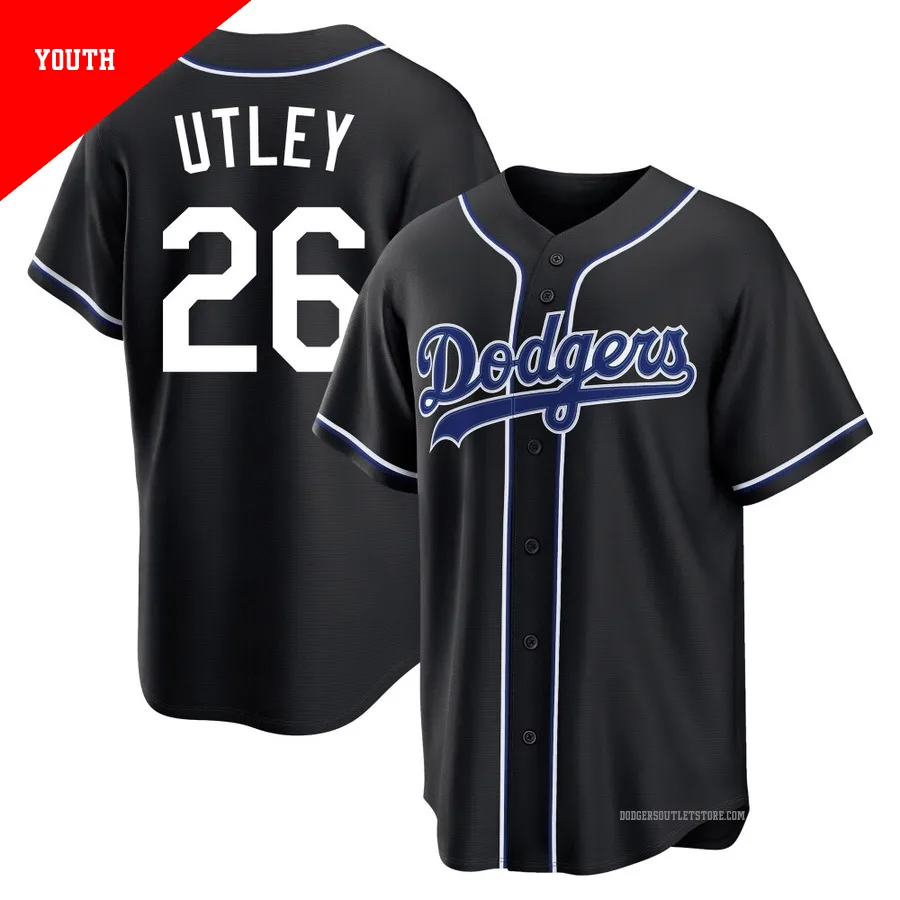 Los Angeles Dodgers ＃26 Chase Utley Youth Black Replica Fashion Out Jersey