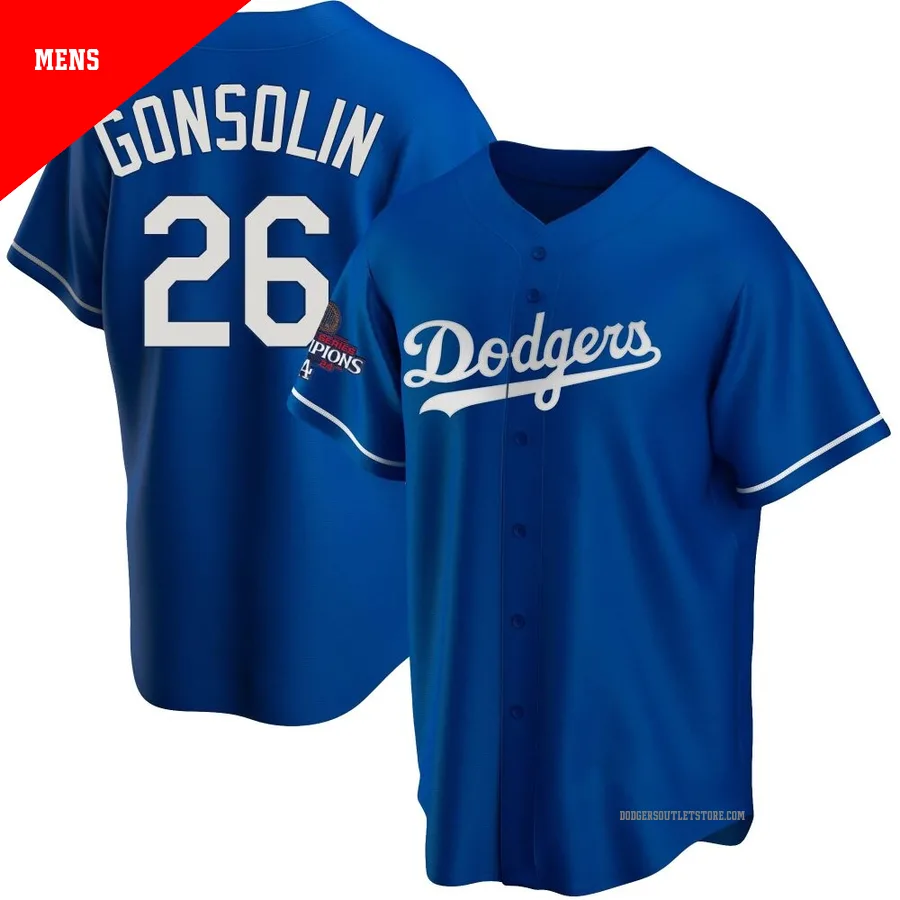 Los Angeles Dodgers ＃26 Tony Gonsolin Men's Royal Replica Alternate 2024 World Series Champions Jersey