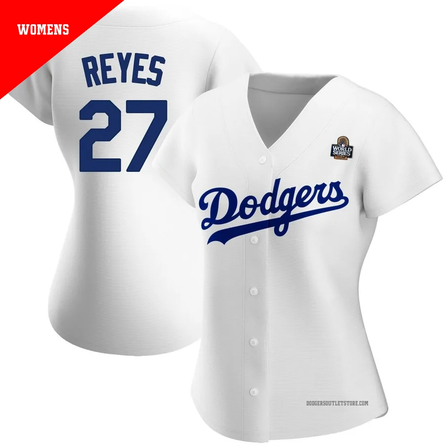 Los Angeles Dodgers ＃27 Alex Reyes Women's White Authentic Home 2024 World Series Jersey