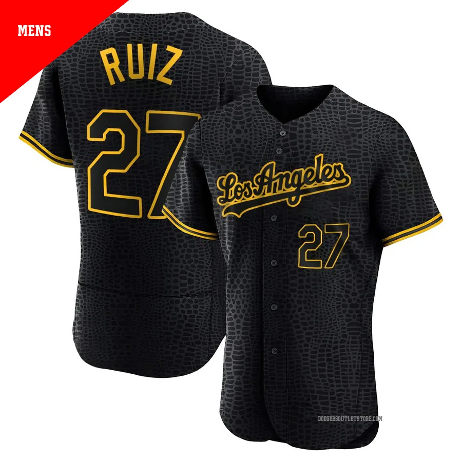 Los Angeles Dodgers ＃27 Esteury Ruiz Men's Black Authentic Snake Skin City Jersey