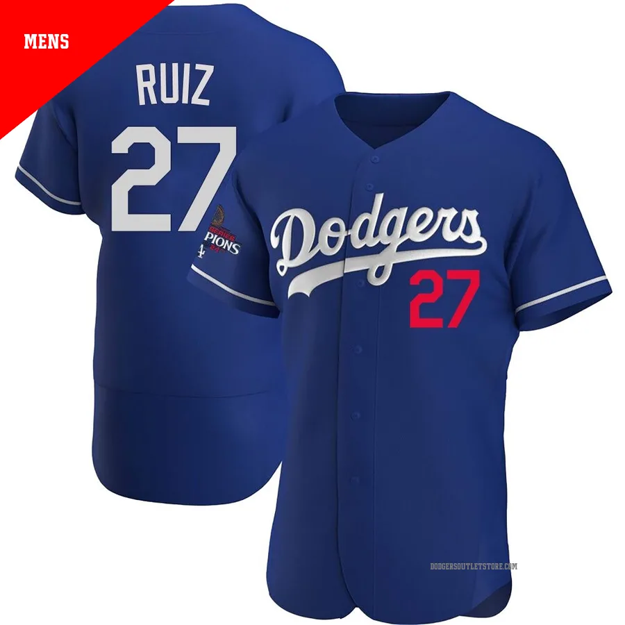Los Angeles Dodgers ＃27 Esteury Ruiz Men's Royal Authentic Alternate 2024 World Series Champions Jersey