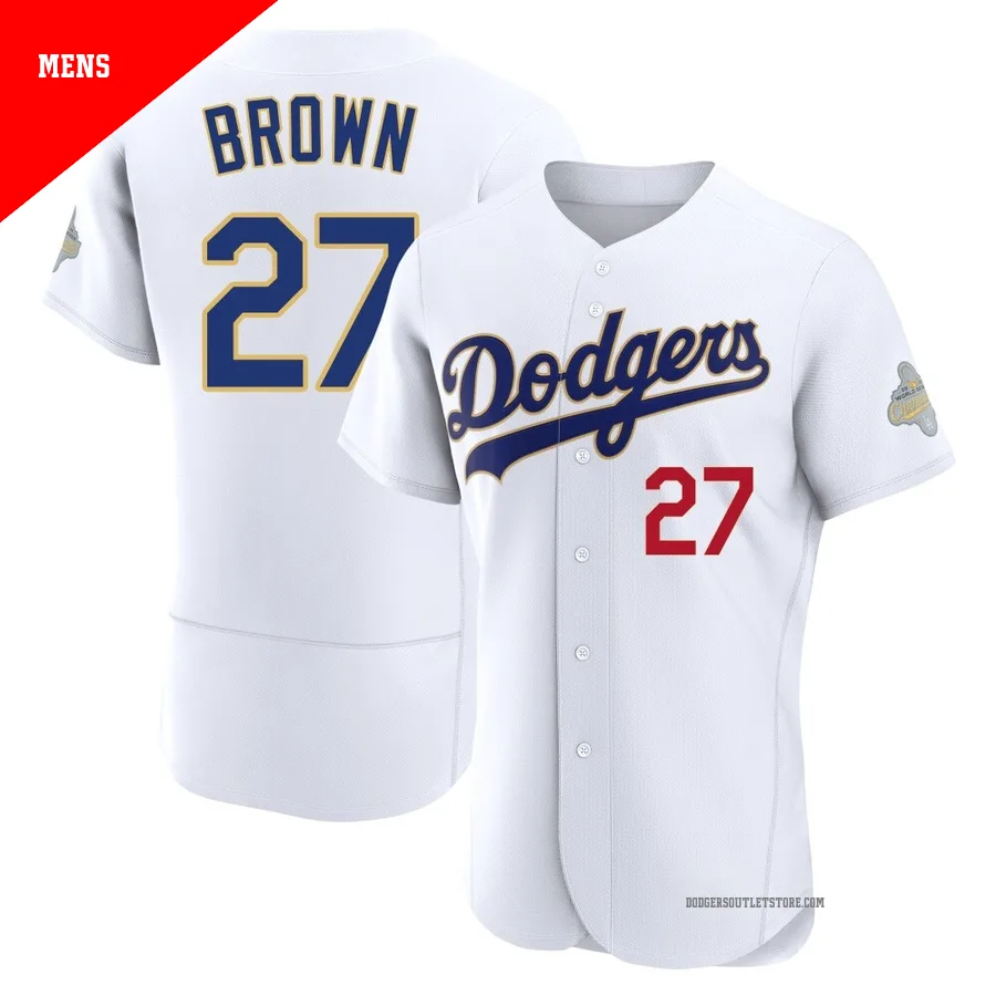 Los Angeles Dodgers ＃27 Kevin Brown Men's Gold Authentic White 2026 Collection Jersey