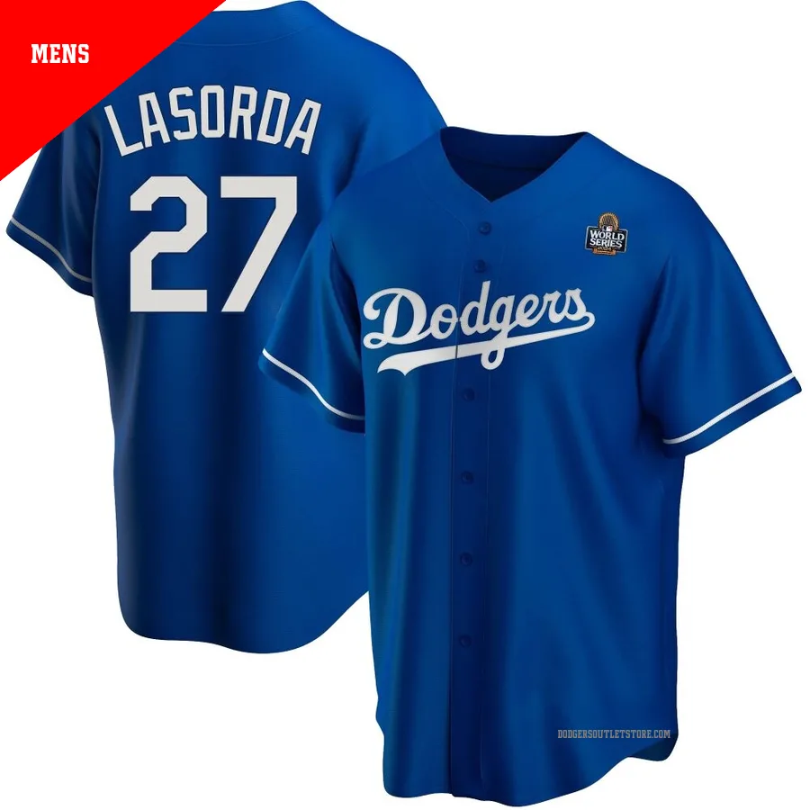 Los Angeles Dodgers ＃27 Tommy Lasorda Men's Royal Replica Alternate 2024 World Series Jersey