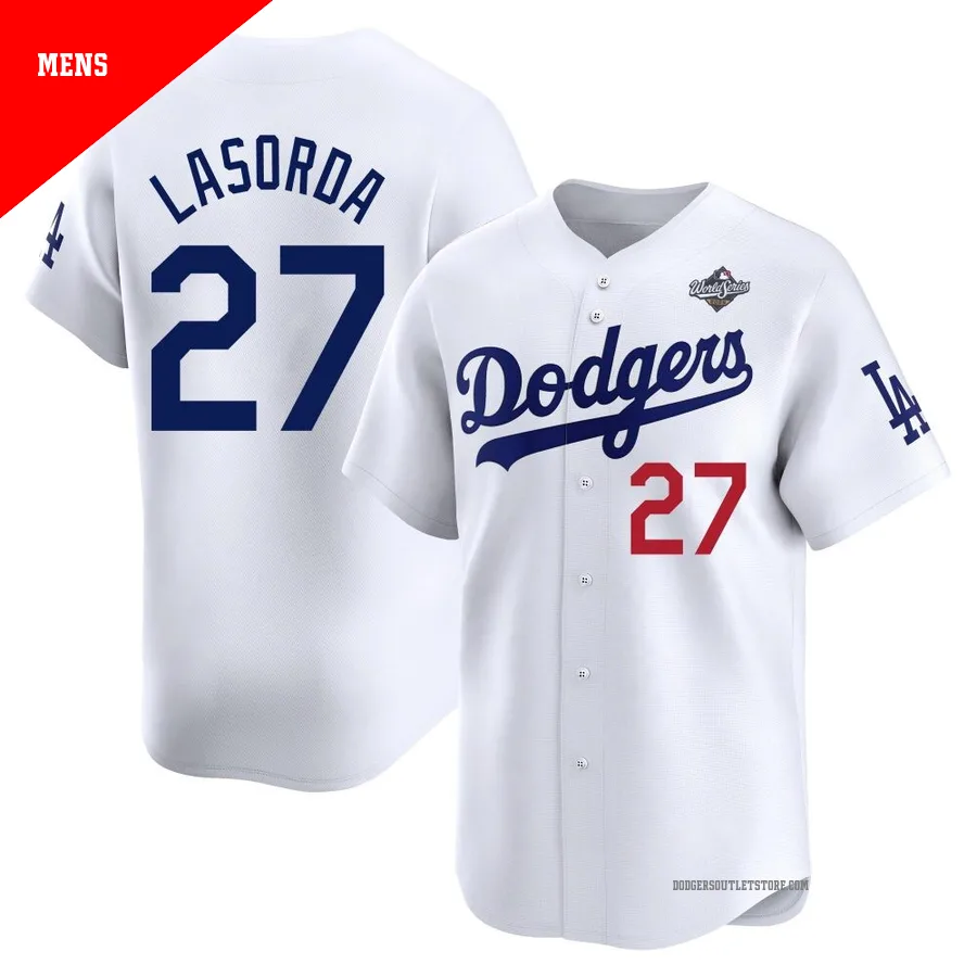Los Angeles Dodgers ＃27 Tommy Lasorda Men's White Limited Home 2025 World Series Jersey