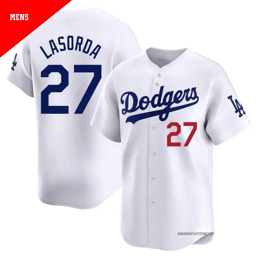 Los Angeles Dodgers ＃27 Tommy Lasorda Men's White Limited Home Jersey