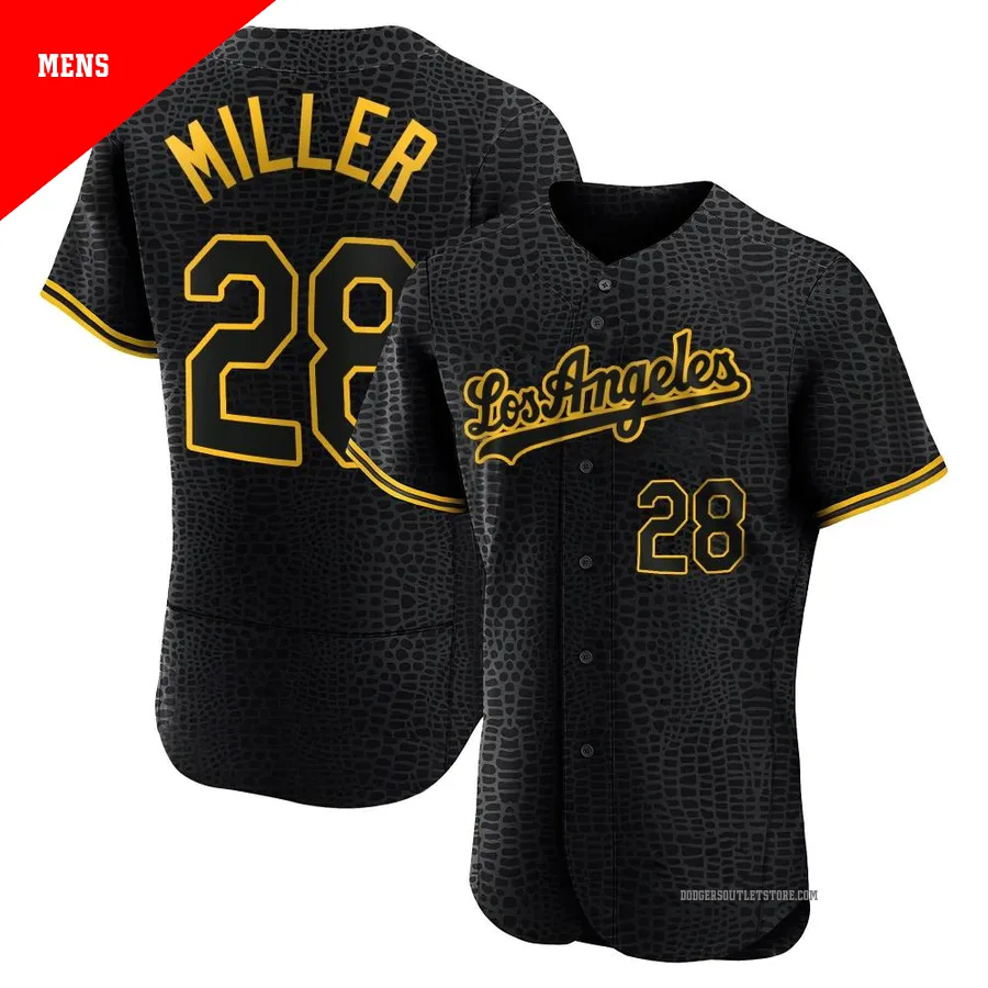 Los Angeles Dodgers ＃28 Bobby Miller Men's Black Authentic Snake Skin City Jersey