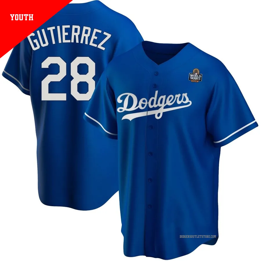 Los Angeles Dodgers ＃28 Franklin Gutierrez Youth Royal Replica Alternate 2024 World Series Jersey