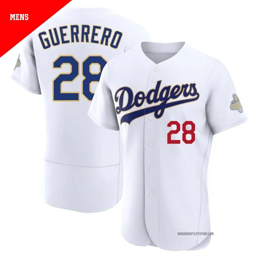 Los Angeles Dodgers ＃28 Pedro Guerrero Men's Gold Authentic White 2026 Collection Jersey