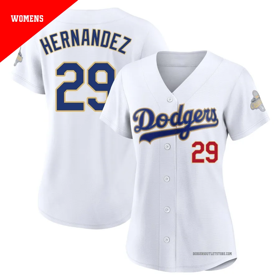 Los Angeles Dodgers ＃29 Jonathan Hernandez Women's Gold Limited White 2026 Collection Stadium Jersey