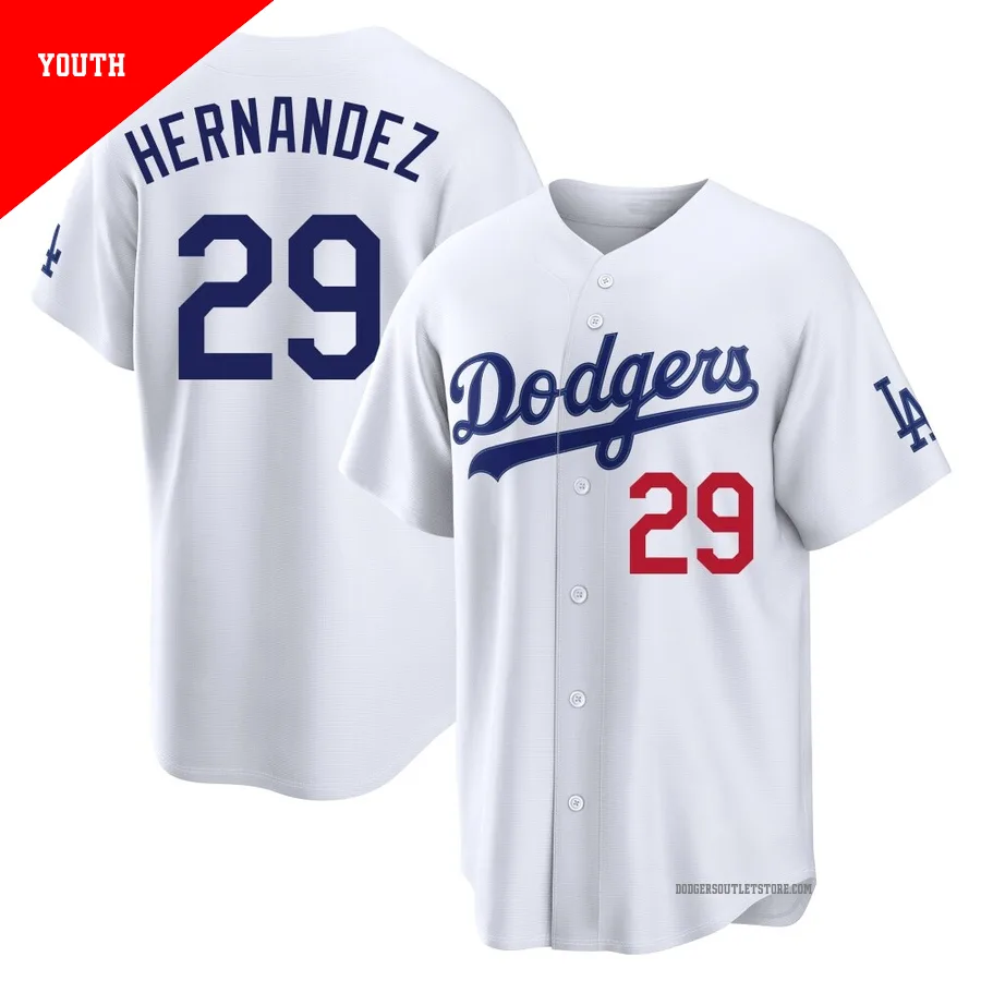 Los Angeles Dodgers ＃29 Jonathan Hernandez Youth White Limited Home Stadium Jersey