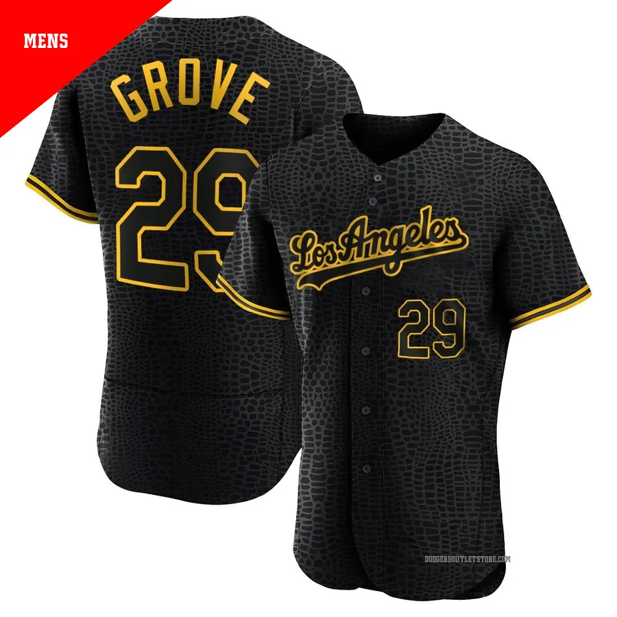 Los Angeles Dodgers ＃29 Michael Grove Men's Black Authentic Snake Skin City Jersey