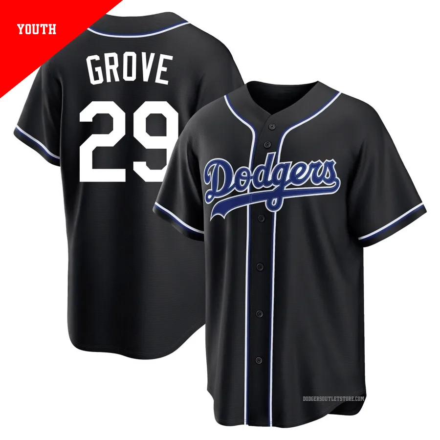 Los Angeles Dodgers ＃29 Michael Grove Youth Black Replica Fashion Out Jersey