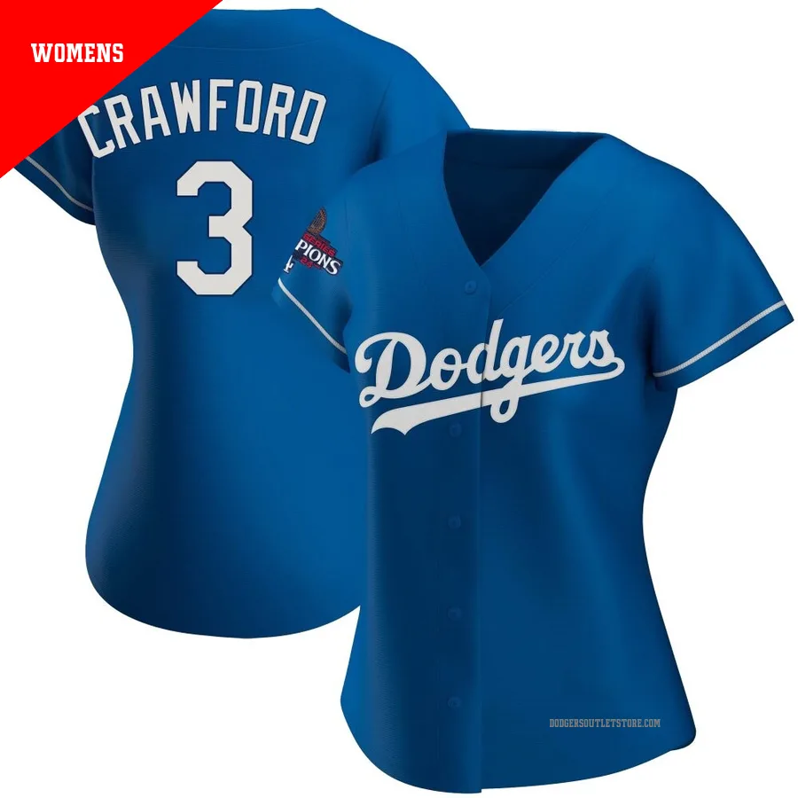 Los Angeles Dodgers ＃3 Carl Crawford Women's Royal Replica Alternate 2024 World Series Champions Jersey