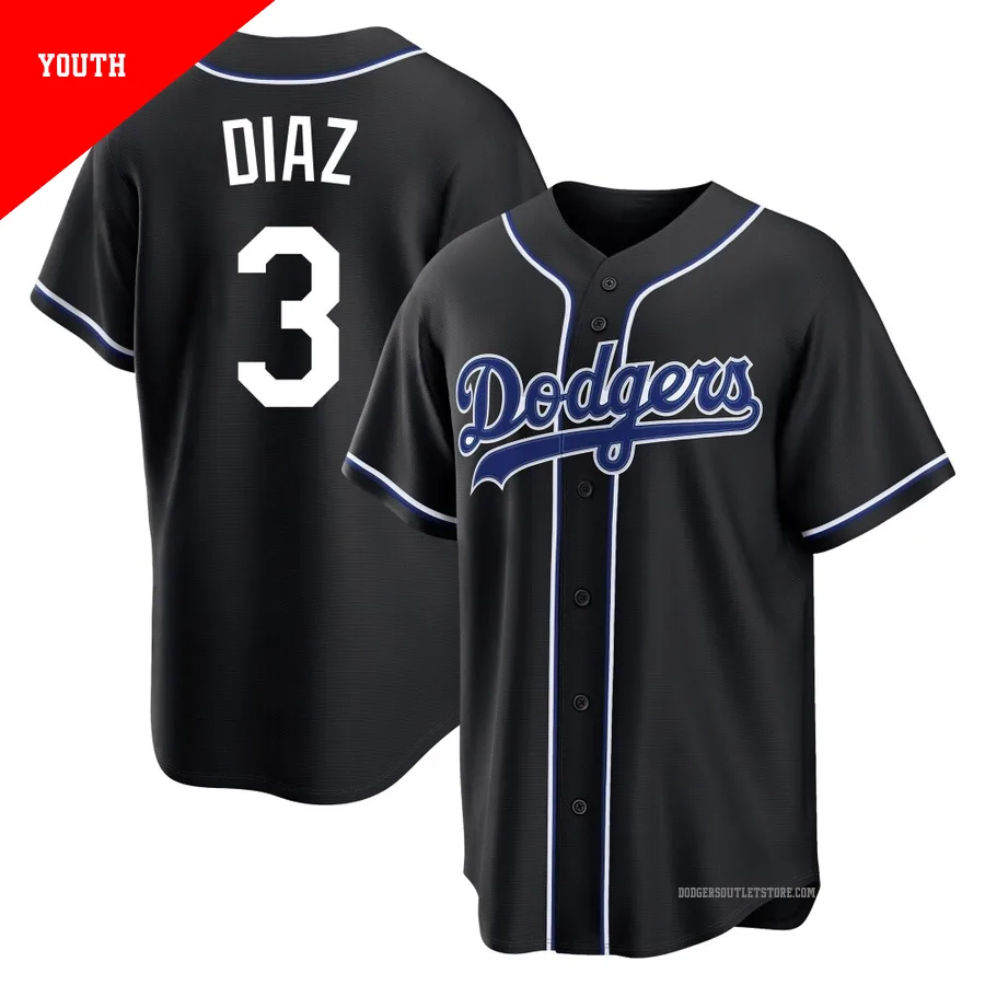 Los Angeles Dodgers ＃3 Edwin Diaz Youth Black Replica Fashion Out Jersey