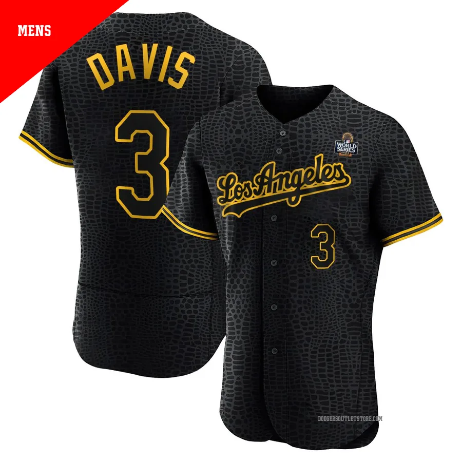 Los Angeles Dodgers ＃3 Willie Davis Men's Black Authentic Snake Skin City 2024 World Series Jersey