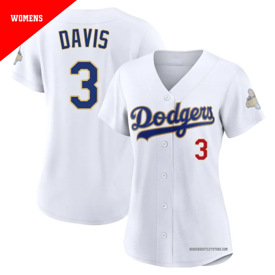 Los Angeles Dodgers ＃3 Willie Davis Women's Gold Limited White 2026 Collection Stadium Jersey