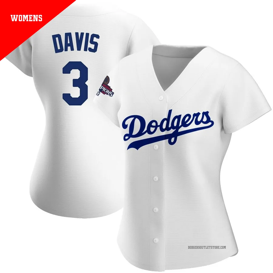 Los Angeles Dodgers ＃3 Willie Davis Women's White Authentic Home 2024 World Series Champions Jersey