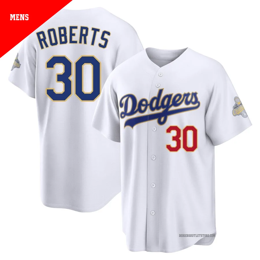 Los Angeles Dodgers ＃30 Dave Roberts Men's Gold Limited White 2026 Collection Stadium Jersey