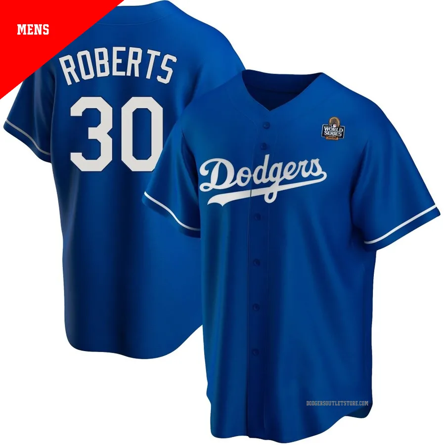 Los Angeles Dodgers ＃30 Dave Roberts Men's Royal Replica Alternate 2024 World Series Jersey