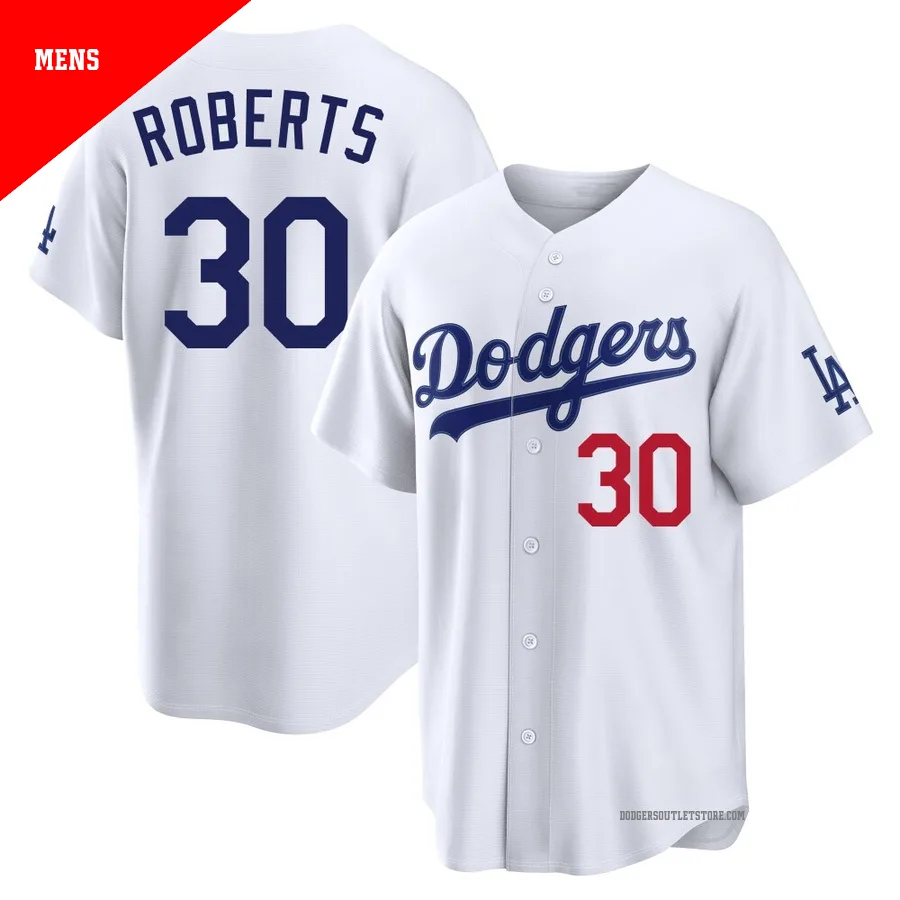Los Angeles Dodgers ＃30 Dave Roberts Men's White Limited Home Stadium Jersey