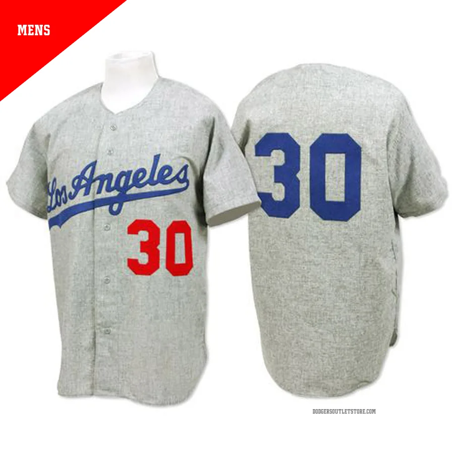 Los Angeles Dodgers ＃30 Maury Wills Men's Grey Replica 1963 Throwback Jersey