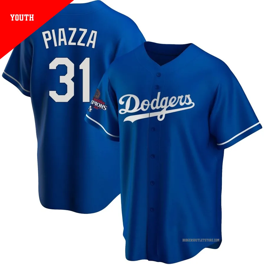 Los Angeles Dodgers ＃31 Mike Piazza Youth Royal Replica Alternate 2024 World Series Champions Jersey