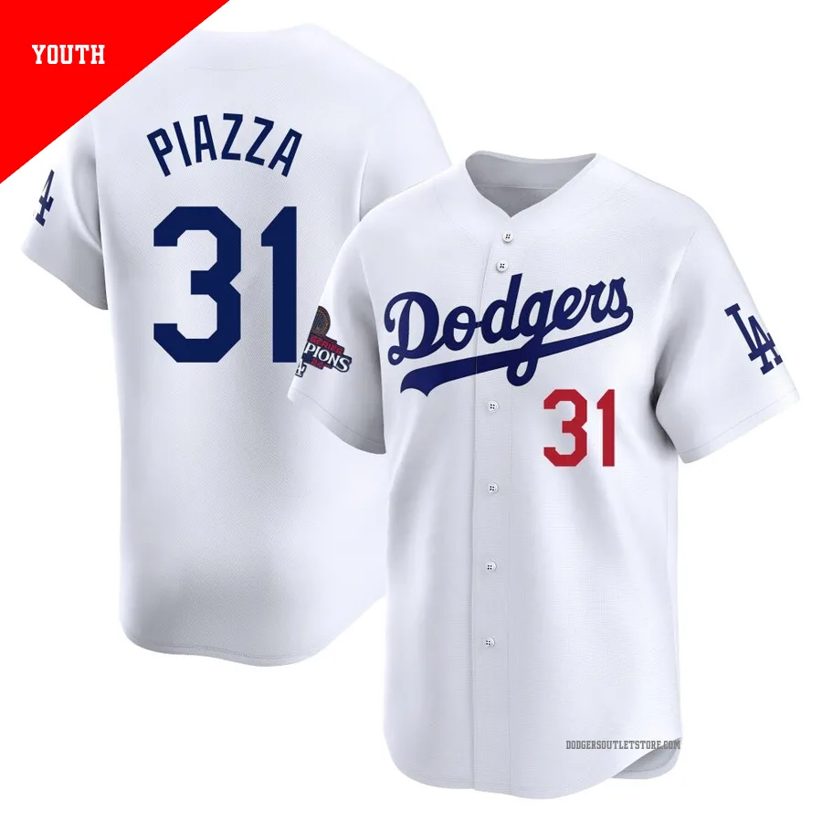Los Angeles Dodgers ＃31 Mike Piazza Youth White Limited Home 2024 World Series Champions Jersey