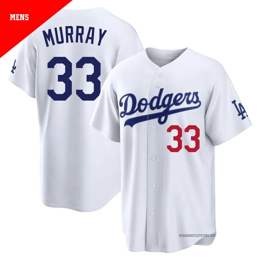 Los Angeles Dodgers ＃33 Eddie Murray Men's White Limited Home Stadium Jersey