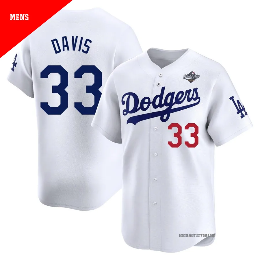 Los Angeles Dodgers ＃33 Eric Davis Men's White Limited Home 2025 World Series Jersey