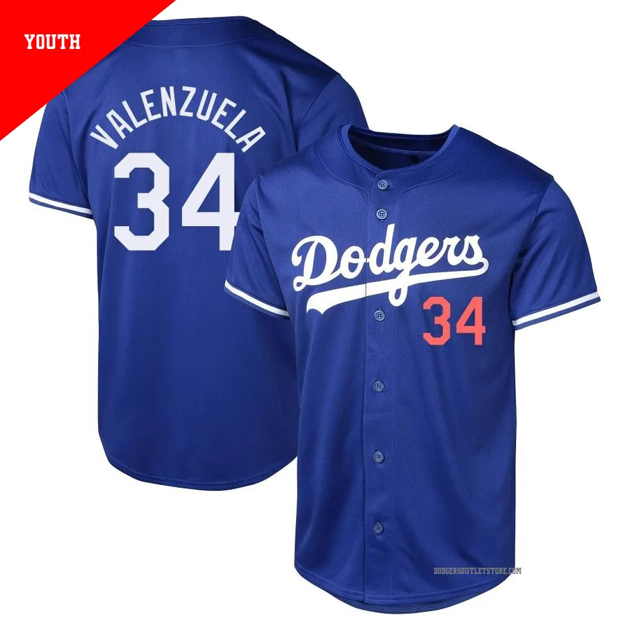 Los Angeles Dodgers ＃34 Fernando Valenzuela Youth Royal Limited Alternate Jersey