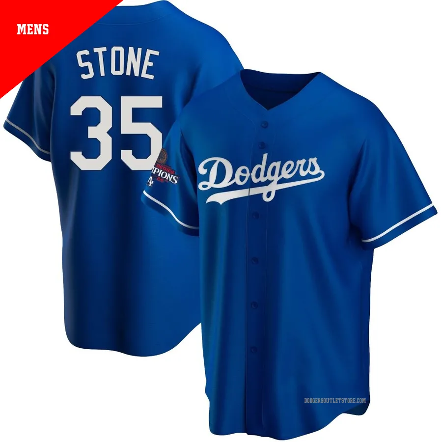 Los Angeles Dodgers ＃35 Gavin Stone Men's Royal Replica Alternate 2024 World Series Champions Jersey