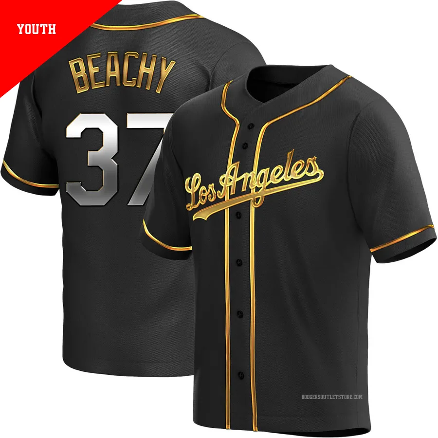 Los Angeles Dodgers ＃37 Brandon Beachy Youth Gold Replica Black en Alternate Jersey