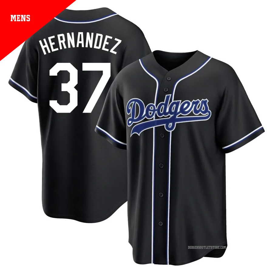 Los Angeles Dodgers ＃37 Teoscar Hernandez Men's Black Replica Fashion Out Jersey
