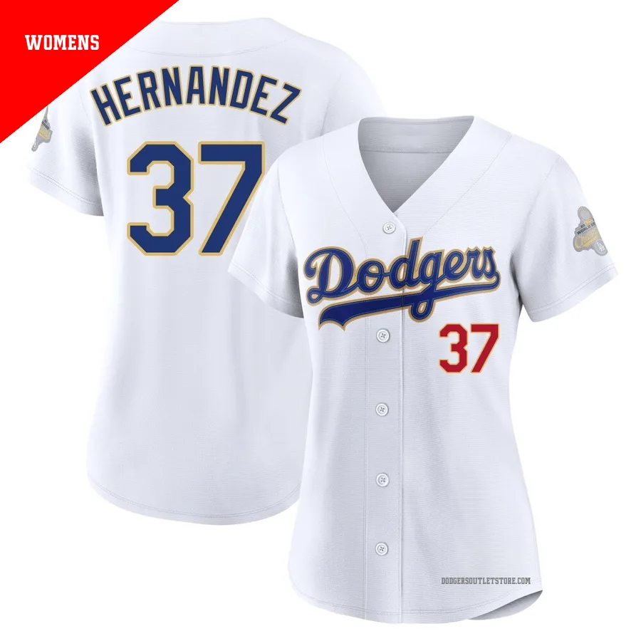 Los Angeles Dodgers ＃37 Teoscar Hernandez Women's Gold Limited White 2026 Collection Stadium Jersey