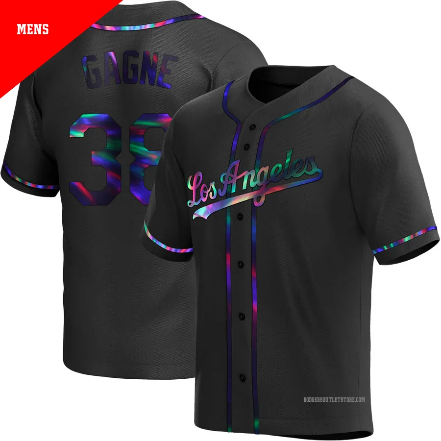 Los Angeles Dodgers ＃38 Eric Gagne Men's Black Replica Holographic Alternate Jersey