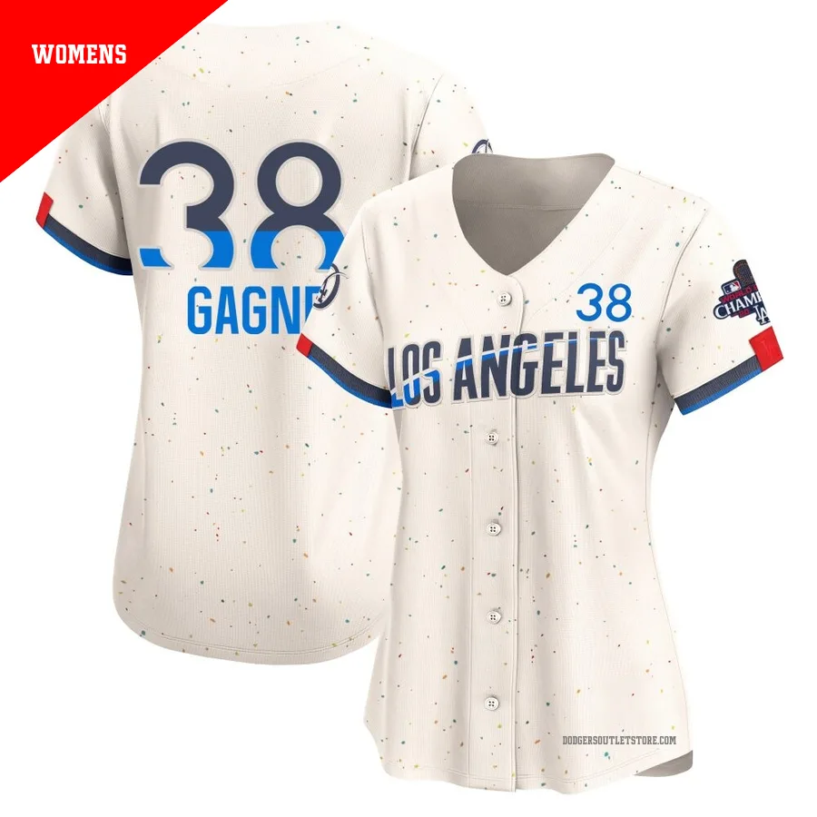 Los Angeles Dodgers ＃38 Eric Gagne Women's Cream Limited 2024 City Connect World Series Champions Jersey