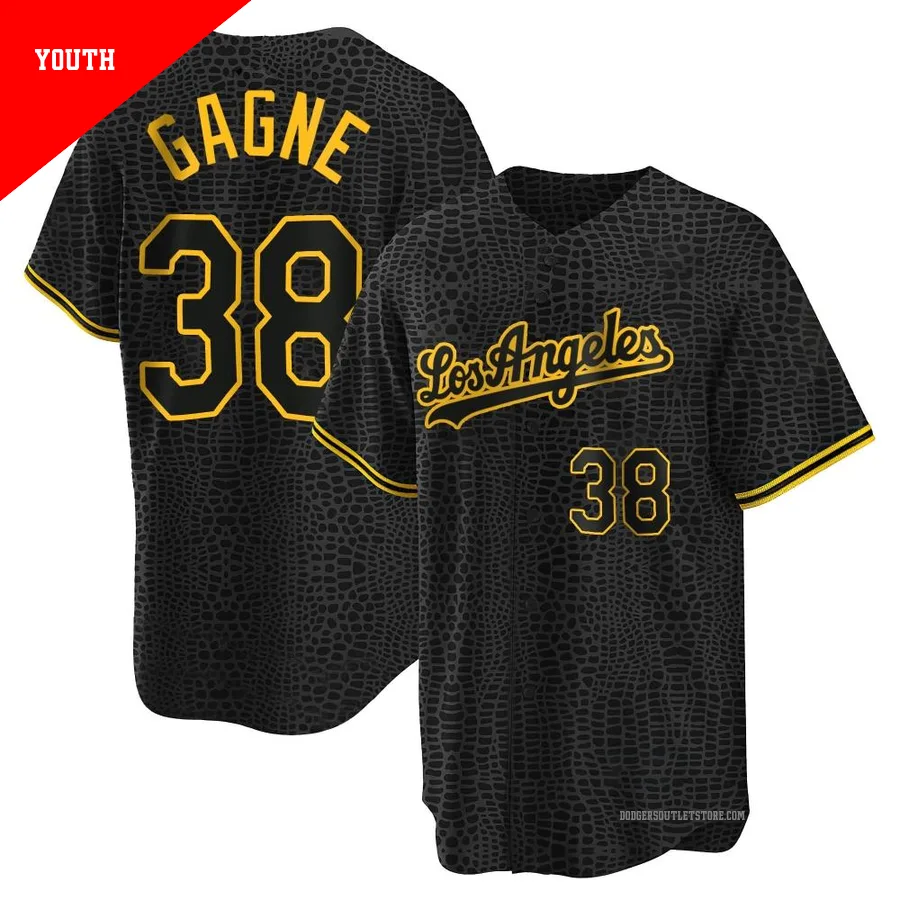 Los Angeles Dodgers ＃38 Eric Gagne Youth Black Replica Snake Skin City Jersey