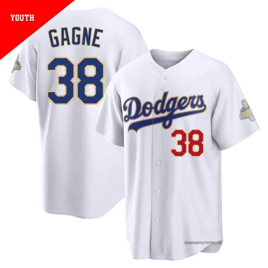 Los Angeles Dodgers ＃38 Eric Gagne Youth Gold Limited White 2026 Collection Stadium Jersey