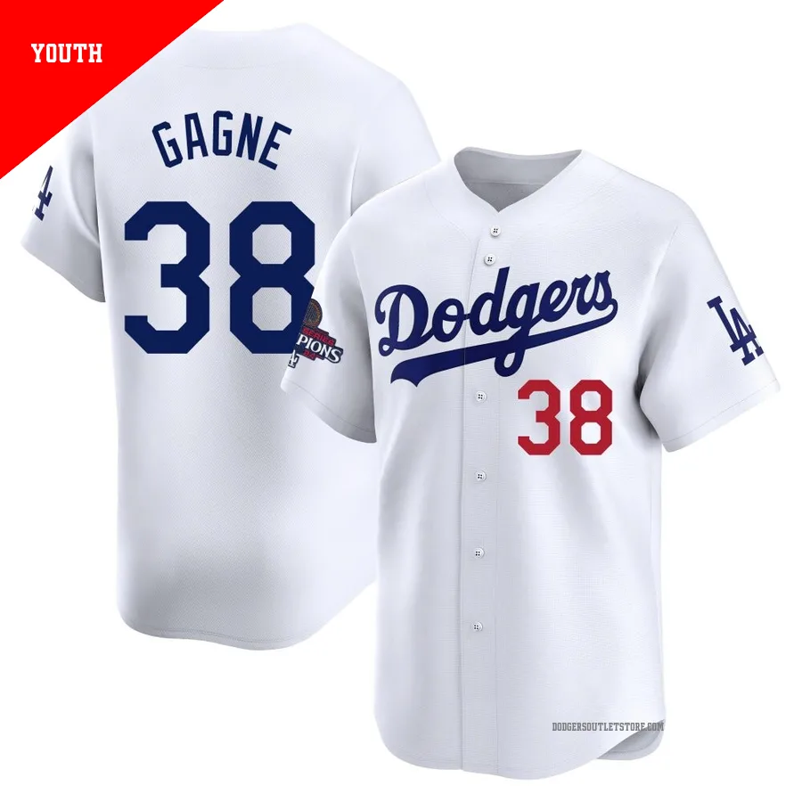 Los Angeles Dodgers ＃38 Eric Gagne Youth White Limited Home 2024 World Series Champions Jersey