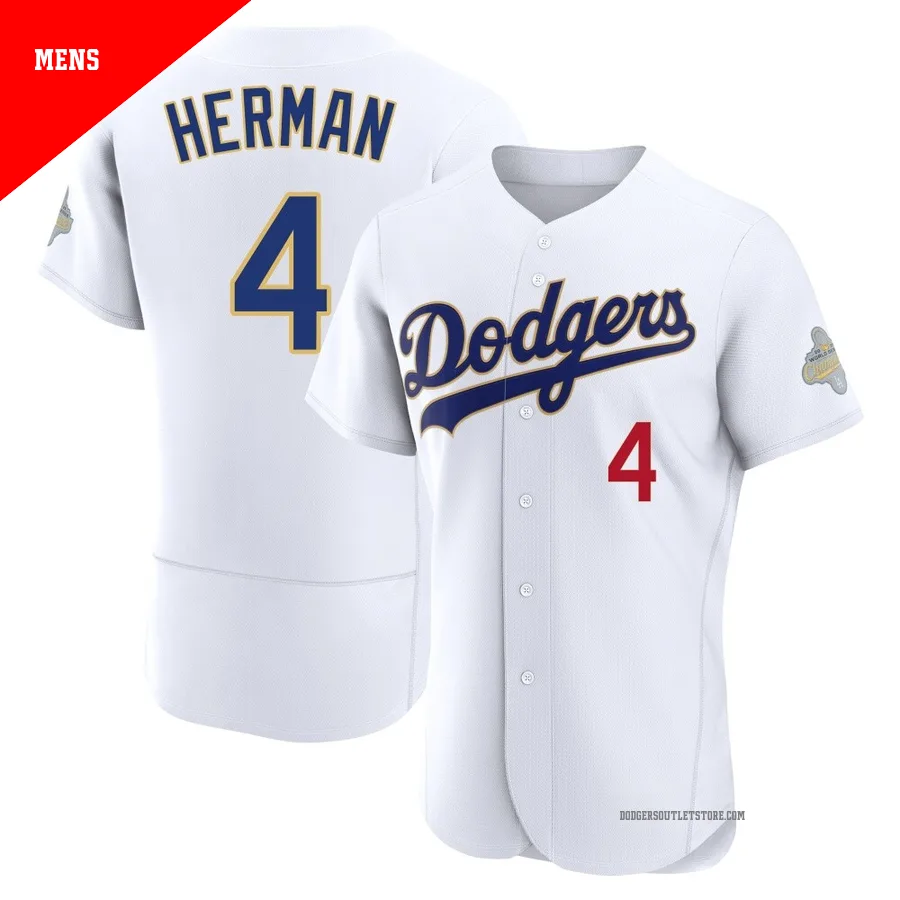 Los Angeles Dodgers ＃4 Babe Herman Men's Gold Authentic White 2026 Collection Jersey