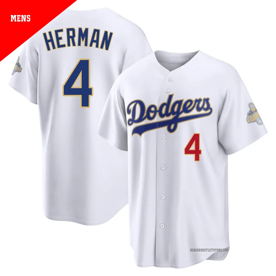 Los Angeles Dodgers ＃4 Babe Herman Men's Gold Limited White 2026 Collection Stadium Jersey